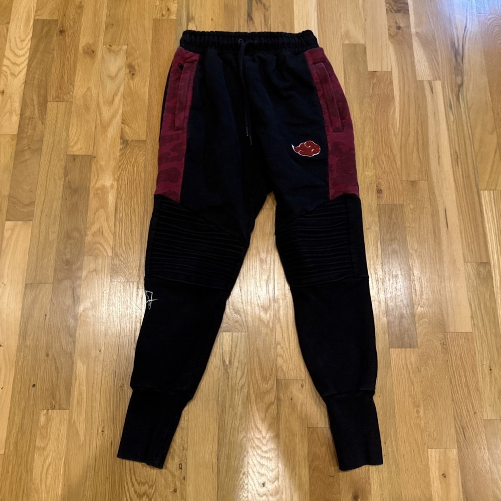 Hypland x Naruto Shippuden Akatsuki Jogger Sweatpants Black Red Moto Size Small